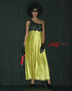 One Shoulder Halter Black/Green long dress