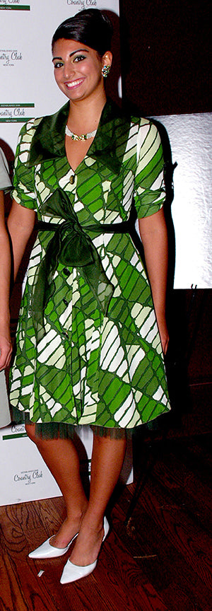 Green Geometric Trench Dress